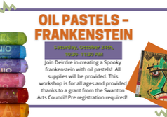 Oil pastels on upcycled cardboard – Frankenstein (1)